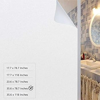 Coavas Privacy Window Film Non-Adhesive 35.6 x 78.7 Inches Frosted Glass Window Cling Anti UV Removable Opaque Static Cling for Home Shower Kitchen Rental Room and Office