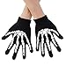 Tatuo 3 Pairs Skeleton Gloves for Women Men - Full Finger Winter Skull Stretch Knitted Mechanic Gloves for Christmas Party Costume - Black