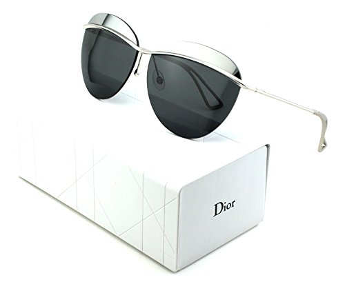 Dior Metallic 2 Cateye Women Sunglasses (Silver Frame, Grey Silver Mirrored Lens (010KW))