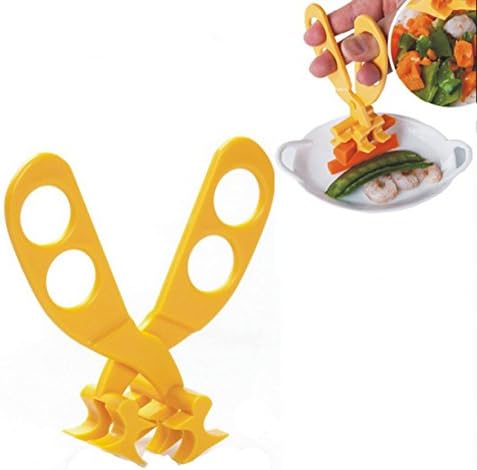 SweetyYake Baby Food Scissor Healthy and Safety Portable ABS Masher Chopper Cutter with Travel Storage Case Nestling Feeding Kit (Yellow)