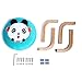 ACE2ACE Round Wooden Stool, Panda Cartoon Wooden Ottoman Stool, Tufted Velvet Stool, Ottoman Footrest Stool with Cute Pattern, Blue
