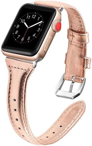 Leather Band Compatible for iWatch 38mm 40mm Strap Pattern Printed Replacement Wristband for Apple Watch Band Smartwatch Series 4 3 2 1 Version (Genuine Leather-Golden, 38mm/40mm)