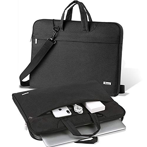 V Voova 17 17.3 Inch Messenger Bag for Laptop Waterproof Shockproof Computer Cover Sleeve with Pockets Strap Compatible for Chromebook,Notebook MacBook Pro 17" HP/Lenovo/ASUS/Acer/Ipad Pro,Black