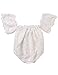 Newborn Baby Girl Off Shoulder Clothes Flower Lace Romper White Ruffles Sleeve Bodysuit Outfits 6-12 Months