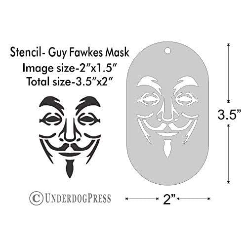 Amazon.com: Stencil - Guy Fawkes Mask, Image Size 2x1.5 on 3.5x2 Border ...