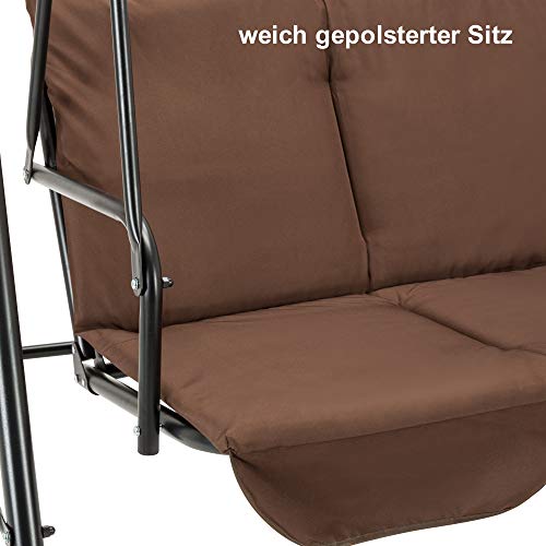 M MCombo 3-Sitzer Hollywoodschaukel Gartenschaukel Gartenliege Schaukelbank 8003 (Braun) – Bild 7