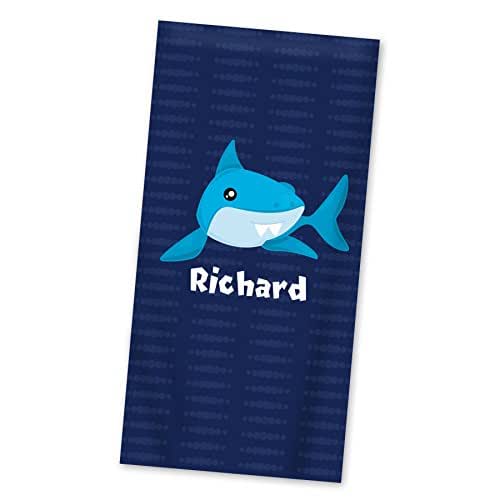 Shark Beach Towel Navy Blue Dots Ocean Animal Lightweight