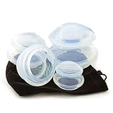 Plceo 4 Cup Premium Transparent Silicone Cupping Set for Chinese Cupping and Carry Bag
