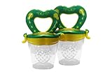 Best 2 Pack Baby Teether Soother Unique Baby & Toddler Food Pacifier Feeder For Eating Fresh Fruit -n- Veggies and Meat Safe & Choke Free. Storage Container & Silicone Nipple.