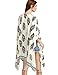 SweatyRocks Women Kimono Vintage Floral Beach Cover up, Black Print in White, Small