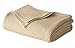 COTTON CRAFT Soft Cotton Thermal Blanket - Plush Herringbone Twill- All Season Luxurious Breathable Skin Friendly Lightweight Cooling Throw Blanket -Sofa Couch Travel Camping Dorm - Twin Natural Beige