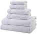 American Veteran Towel, 6 Piece Towel Set for Bathroom, 100% Cotton Turkish Bathroom Towels, 2 Bath Towels 2 Hand Towels 2 Washcloths, White