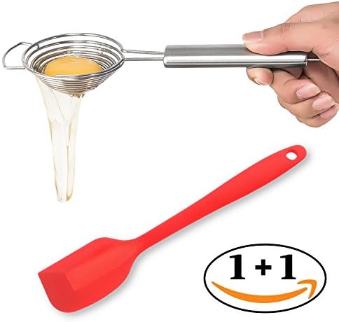 Egg Separator &amp; Silicone Spatula,Stainless Steel Egg Yoke Separator Filter Yolk White Divider Cooking Tool Dishwasher Safe Chef Kitchen Gadget And Silicone Scraper