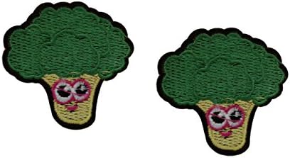 2 pieces BROCCOLI Iron On Patch Fabric Applique Vegetable Greens Food Motif Children Decal 1.9 x 1.9 inches (5 x 5 cm)