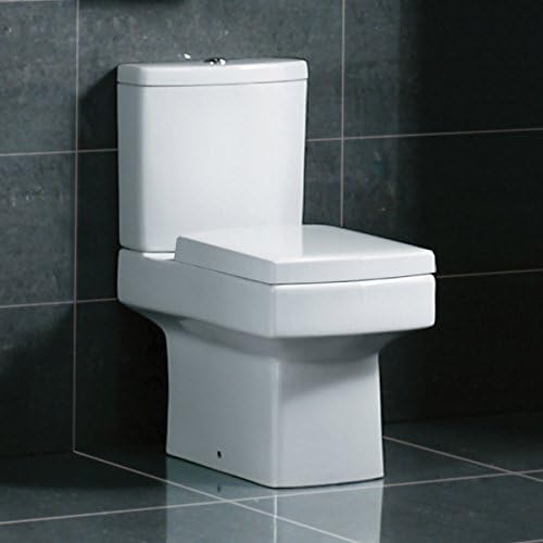 A1 Modern Square Cramic Wc Toilet Close Couple White Bathroom Cistern + Pan + Soft Close Seat
