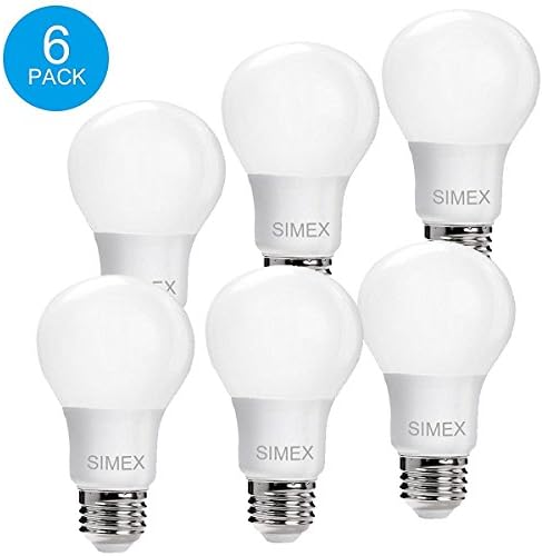 A19 LED Bulb,Simex 9W LED Light Bulbs, 60W Equivalent, 3000K Soft White, Type E26, Not Dimmable - Pack of 6