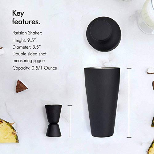 Peng sounded Cocktail Bartending Set Cocktail-Set, Cocktailherstellung Set, Pariser Matt Schwarz 11 Stück Edelstahl… – Bild 5