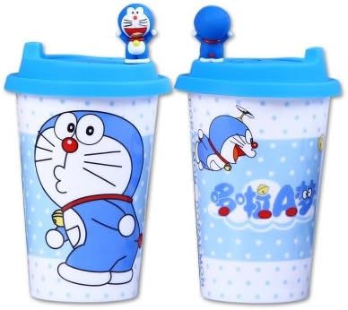 Anime Doraemon mug cup cartoon ceramic cup coffee cup milk cup With cover band and spoon,1ps (A)