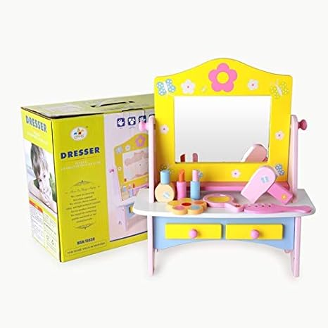Amazon ドレッサー 姫系 子供 女の子 おもちゃ ドレッサー キッズコスメ メイクセット 知育玩具 女の子 お誕生日プレゼント木製 メイクアップ おもちゃ