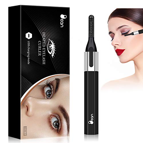 2020 Updated Heated Eyelash Curler, Electric Eyelash Curler, Eyelash Curler for Quick Natural Eye Lashes Curling USB Rechargeable, Lash Curler for Durable Shape, Safe and Worry-free (Black)