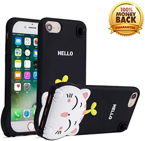 YINTRADE Phone Case for iPhone 6 6S 7 8 4.7 Inches, Silicone Cute 3D Cartoon Cat Animal Pattern Anti-Scratch Shockproof Thick Soft Rubber Drop Protection Bumper Case Cover Gift Ideas for Kids (Black)