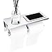 GEMITTO Toilet Paper Holder, SUS304 Stainless Steel Double Roll Bathroom Paper Tissue Holder Mobile Phone Storage Shelf, Toilet Paper Dispenser with Shelf Wall Mounted