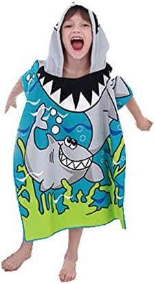 Great White Shark Unisex Beach Swimming Pool Bath Towel Bathrobe for 2-8 Years Old Kids by Himom