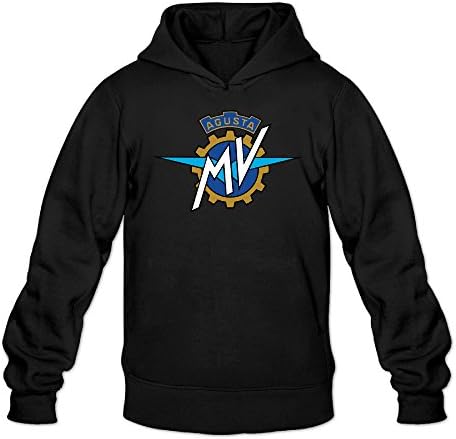 EVALY Men's Geek MV Agusta Logo Drawstring Hoodie Black
