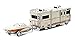 NEW 1:64 GREENLIGHT COLLECTION - CREAM 1973 WINNEBAGO CHIEFTAIN RV AND BOAT WITH TRAILER Diecast Model Car By Greenlight