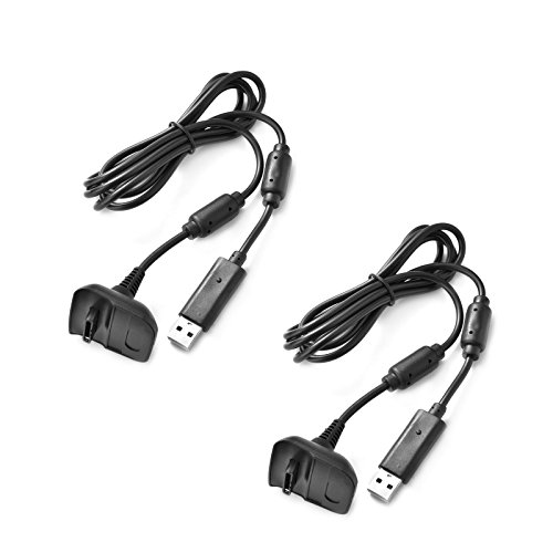 SunTrade 2 Pcs USB Charging Cable USB Charger For Xbox 360 Wireless Game Controller (2 pcs, Black)