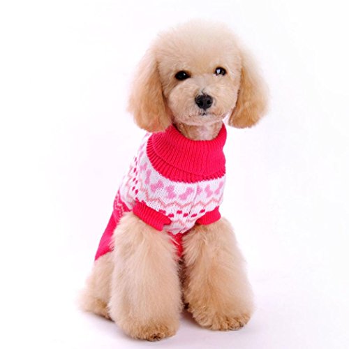 Pet Dog Clothes Winter Puppy Apparel Sweater for Small dog Girl (02# Pink, L)