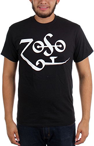 Jimmy Page - Mens White Zoso Logo T-shirt in Black, Size: X-Large, Color: Black