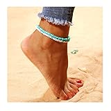 Edary Boho Turquoise Beaded Anklet Bracelet Anklets Foot Jewelry Accessories for Women and Girls(1PC)