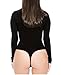 iToolai Women Long Sleeve Bodysuit Tops Leotard Snap Button Thong
