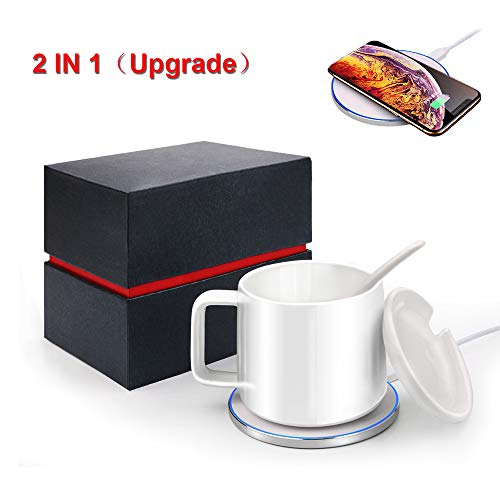 AriTan 2 in 1 Wireless Heating Mug ＆ Wireless Charger (200ml), Support All Devices Enables Qi Stan