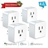 WiFi Smart Plug, Wsiiroon Upgraded Mini Smart Outlet with WiFi Repeater Function, Wireless Remote Control with Timing Function, Compatible with Amazon Alexa, Google Home(Only 2.4 GHz)- 4 Pack