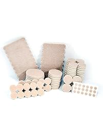 Furniture Pads - Anti Skid Self Adhesive Scratch Protectors for Carpets, Tiles, Laminates and Hardwood Floors - Set of 144 Various Size Cover Pieces (Beige) Contains Silicone Bumper Pads for Walls