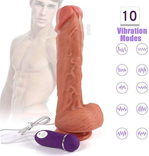 Big Huge Vibrartor with 10 Powerful Vibration Modes and Suction Cup for Women Couples(Brown)