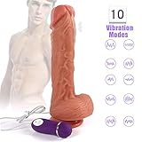 Viberate Adult Toy for Women Couples - Realistic Silicone Vibrating Wand with 10 Powerful Vibration Modes and Strong Suction Cup Handsfree Play