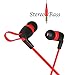 FOU Earbuds Earphones Headphones with Microphone Wired HiFi Stereo Bass in-Ear Headsets with Inline Remote Control for iOS/Android(Black/Red)