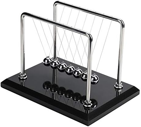 CERROPI Newton Cradle Balance Balls, 7 Ball Newton Swing, Decorative Physics Gadget for Desk Marble Base, 11 inch, 50+ Sec Swingtime