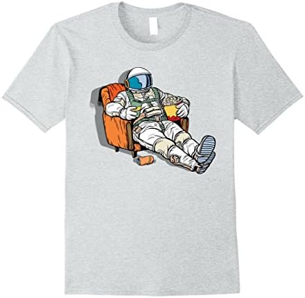 Mens Lazy Astronaut Tshirt - Swag Cosmic Chill Space Watching Tee 2XL Heather Grey