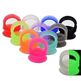 Longbeauty 11 PAIRS EAR GAUGES PLUGS FLESH TUNNELS UNISEX HOLLOW DOUBLE FLARED EXPANDER PIERCING