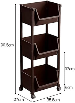Portable Slim Plastic Rolling Laundry Utility Cart Organizer