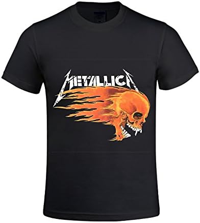 Metallica Flaming Skull Men T Shirts Crew Neck Sport Black