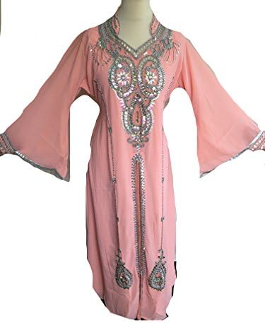 SHI Boutique J23 Dubai Kaftan Farasha Jalabiya Magrabi Abaya Maxi Dress Various Colours (Peach)