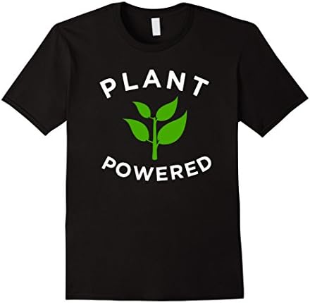 Mens Plant Powered T-Shirt, Healthy Vegan Lifestyle Tee Large Black