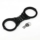 VIPERTEK Heavy Duty Hinged Double Lock Steel Police Edition Professional Grade Handcuffs (Black)