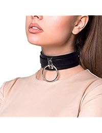 Honsy Punk - Gargantilla de piel gótica para mujer, color negro