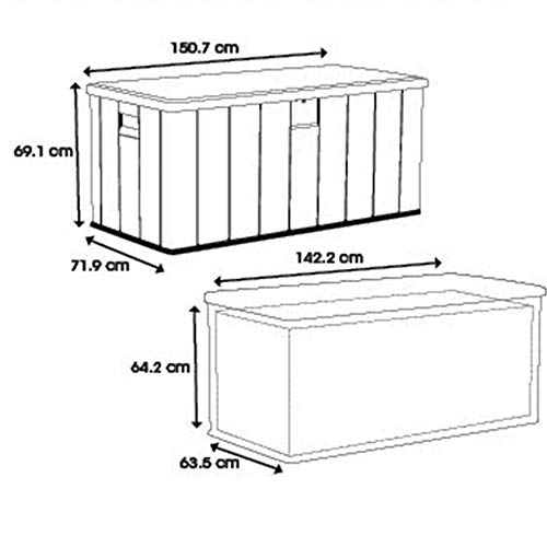 PQXOER Garten und Geräteschrank Außen Storage Box 150-Gallon Allwetter Wasserdichten Outdoor-Locker for Patio Rasen… – Bild 5